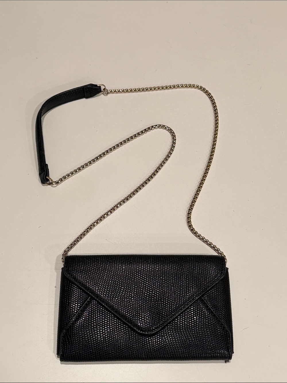 Zara Black Envelope Crossbody with Gold Chain